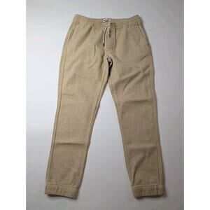 Taylor Stitch Apres Jogger Pants Mens Medium Sashiko Organic Cotton Beige